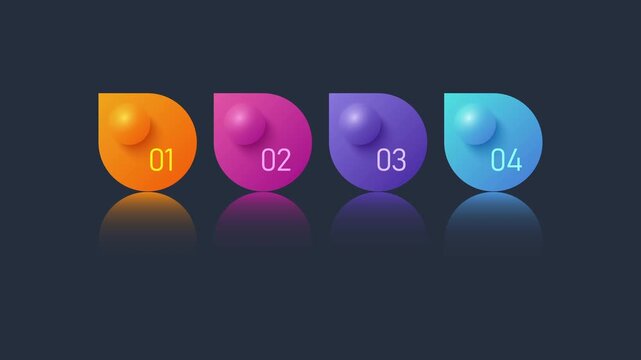 Animated four options infographic template for corporate marketing presentation
