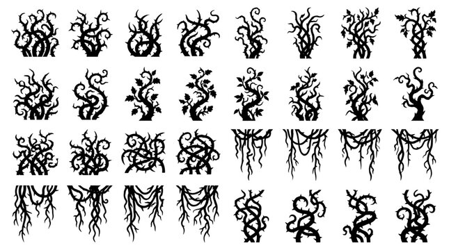 Silhouette Spooky Vines and Thorns Collection: Vector Elements