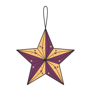 Festive purple and golden star ornament with unique patterns perfect for holiday celebrations and