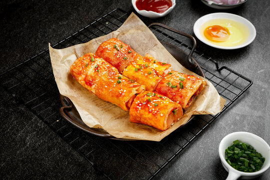 Grilled Ham Noodle Rolls with Sesame Seeds Harbin Northeast Chinese Gourmet Food Cold Appetizer