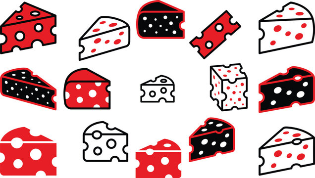 Swiss national day object bundle cheese icons emmental gruy re swiss cheese