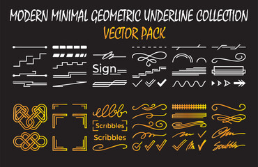 Naklejka premium Modern minimalist geometric underline and divider vector pack set