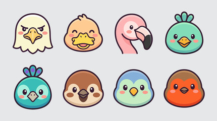 Cute bird faces collection © Leomord