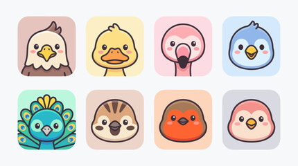 Cute cartoon bird avatars collection © Leomord