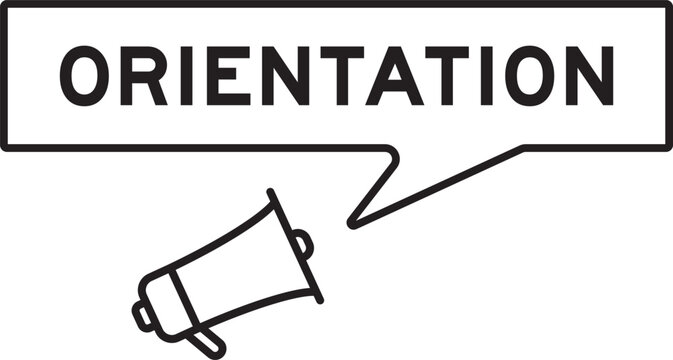 Megaphone icon with speech bubble in word orientation on white background