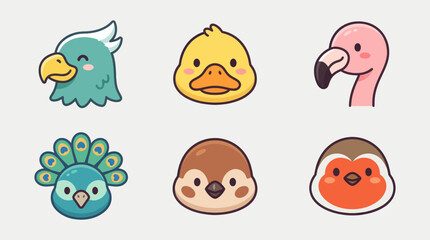Obraz premium Cute cartoon bird icons