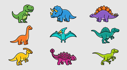 Cute cartoon dinosaurs collection © Leomord