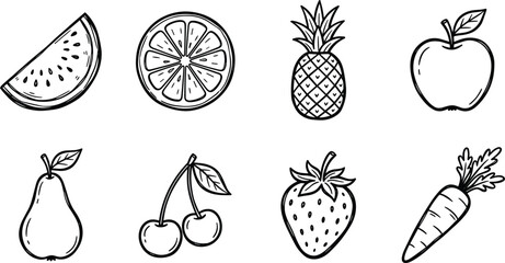 Fototapeta premium Hand drawn fruit and vegetable collection a sketchy still life of nature's bounty