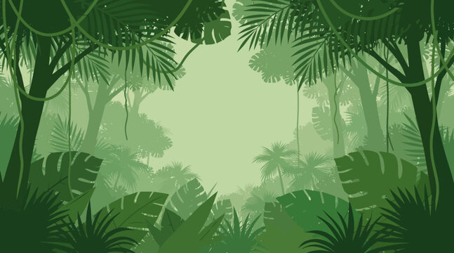 Lush Tropical Rainforest Canopy with Dense Foliage