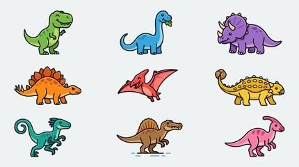 Cute dinosaur collection vector art © Leomord