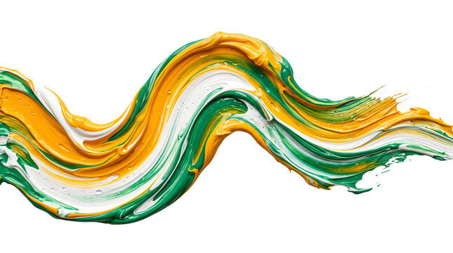 Artistic paint wave in indian tricolor, isolated on transparent background
