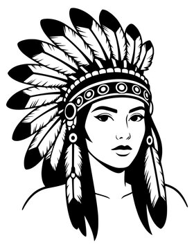 native american indian woman vector