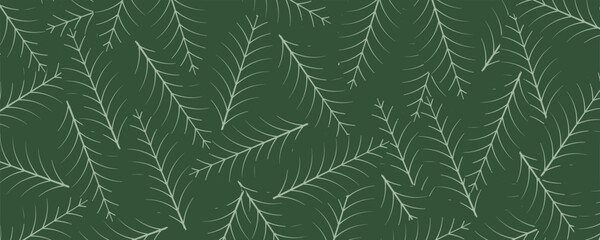 Luxury Nature green background vector. Floral pattern, Golden split-leaf Philodendron plant with monstera plant line arts, Vector illustration. © ALEGESS