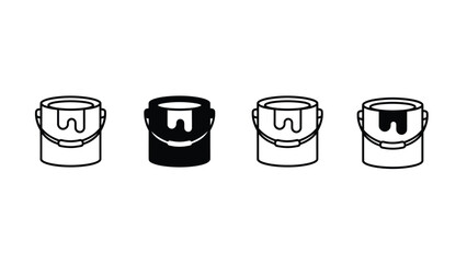 Four paint buckets with dripping paint on white background  icons © Abdulla