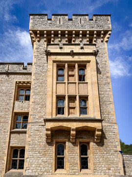 Historic Waterloo Barracks at the Tower of London Against Blue Sky