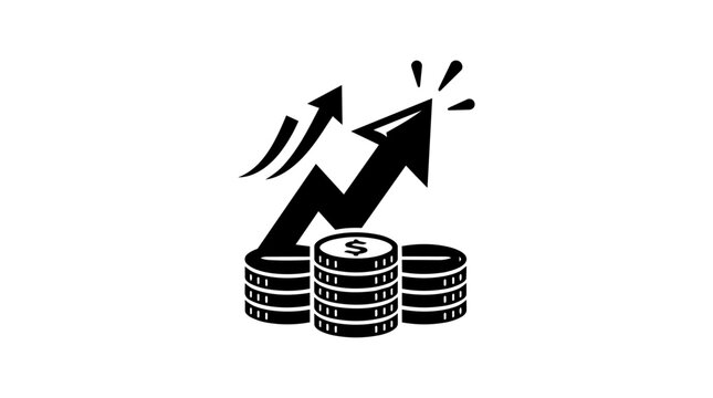 Financial growth, profit increase, business success, money stack, arrow up