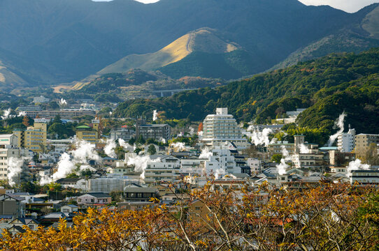 Beppu Hot Spring Town with Geothermal Steam, Oita Prefecture Japan