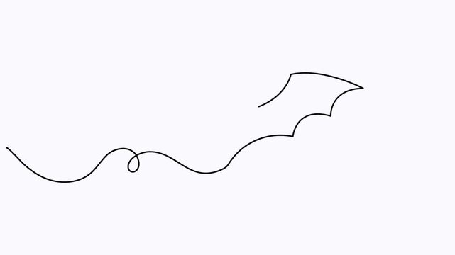 Bat single line drawing animation 4k motion graphics on white background