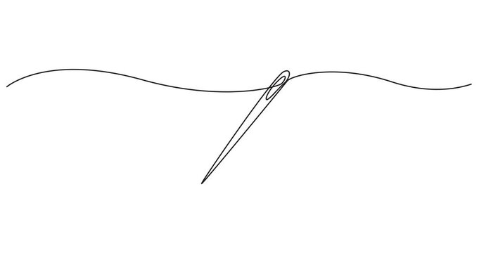 Tailor equipment continuous line motion graphic seamless loop, Needle thread icon one line art animation seamless loop minimal design, Self drawing animation of one continuous line. Hand drawn, pro