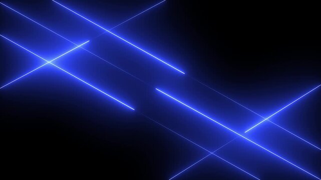Bright neon red stripes abstract 3d motion background. Seamless looping animation. 4K footage Abstract techno background with blue neon lights. Striped texture in cross shape for innovation concept.
