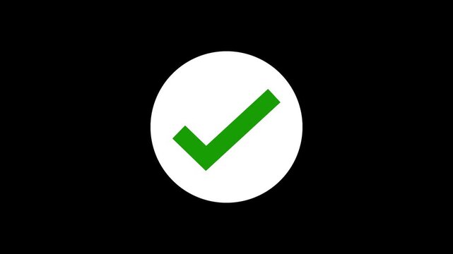 Animated green check mark icon in circle icon. Isolated on a white background. check animated icon.