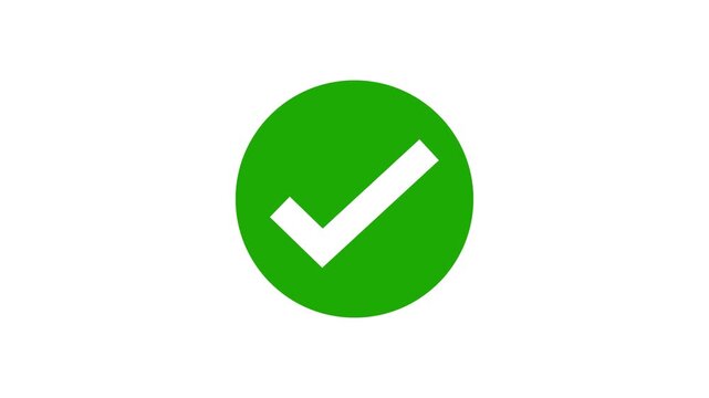 Animated green check mark icon in circle icon. Isolated on a white background. check animated icon.