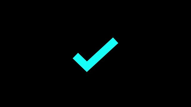 Checkmark animated icon on black background. 4k Animated reveal of a white checkmark icon in a green circle. Isolated on a white background.