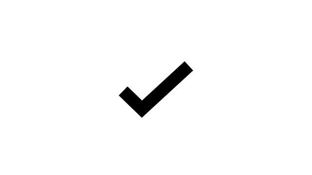 Checkmark animated icon on black background. 4k Animated reveal of a white checkmark icon in a green circle. Isolated on a white background.