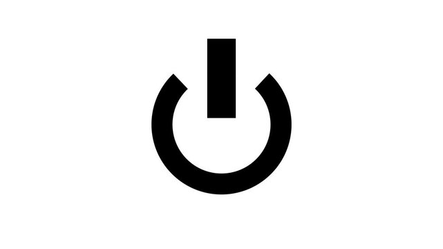 Abstract circle power button icon animated on black background, turn On and Off switch animation. Power button turning on and off 4k video. Switch power reset button symbol