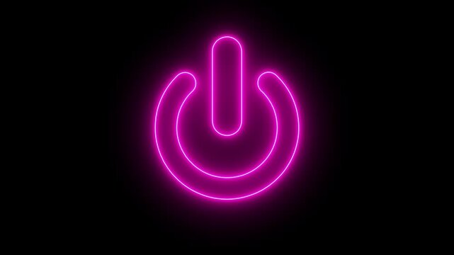 Glowing neon Power reset button sign animation. start turn on off button animation, 4K videos