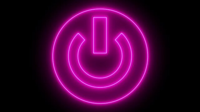 Neon line glowing power button icon illustration. Motion graphics of power icon concept, Neon power on off button icon animation. Power icon with neon light for technology and Innovation.