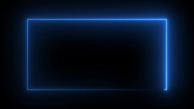 4k Square rectangle picture frame with neon color motion graphic on isolated black background. Light moving for overlay element. Motion graphics of neon rectangle icon.