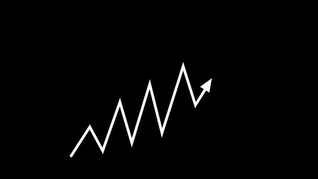 Minimal Upward Zigzag Arrow on Black Background &ndash; Abstract Business Growth and Financial Trend Symbol