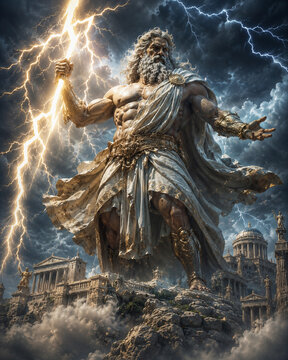 Zeus Wielding Divine Lightning, Greek Mythology