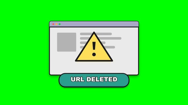 Spam url warning browser window with a yellow alert triangle icon