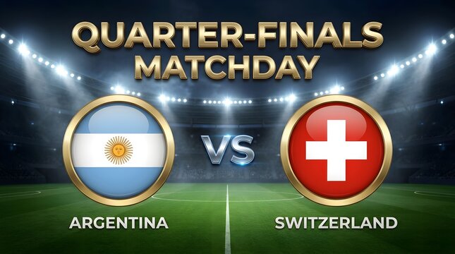 Quarter-Finals Football Matchday Argentina vs Switzerland Premium Stadium Poster
