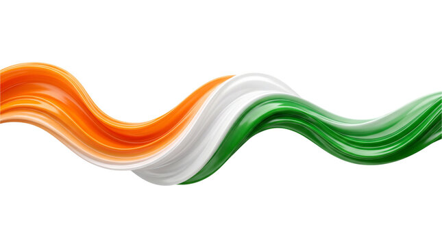 Abstract wave with indian flag colors isolated on transparent background