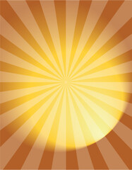 Fototapeta premium Vector abstract golden orange pop art background with radial sunburst rays and central spotlight effect