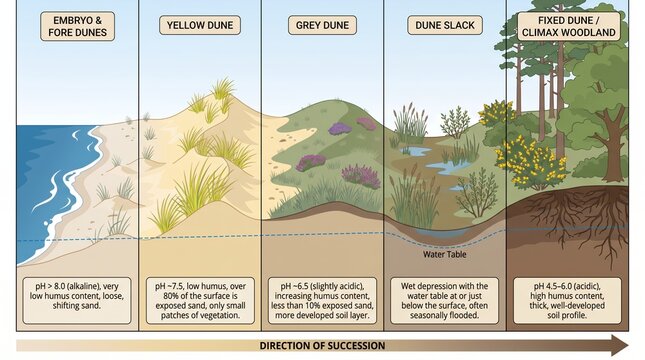 Ecological Succession Diagram of Sand Dune Development