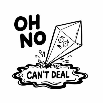 Diamond sinking into water with shocked face and cant deal text