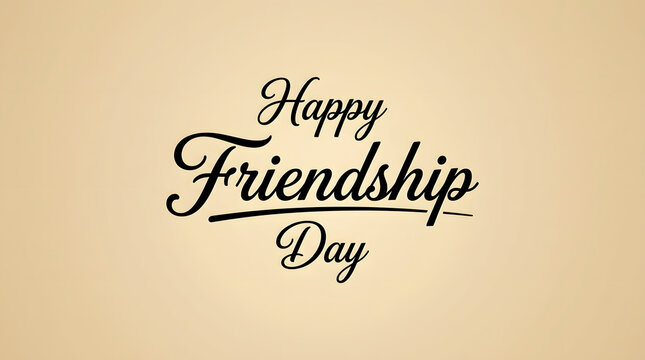 Handwritten "happy friendship day" greeting on beige paper background, handwriting text