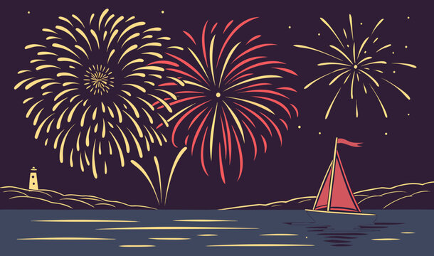 fireworks over the river