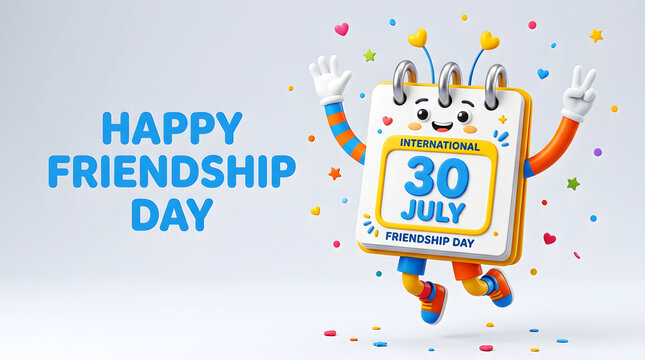 Happy international friendship day colorful hands confetti hearts celebration