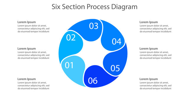 Six section circular business infographic template