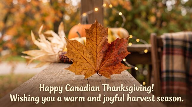 Happy canadian thanksgiving autumn harvest celebration card