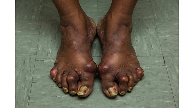 Feet with severe hammertoe and bunion deformities