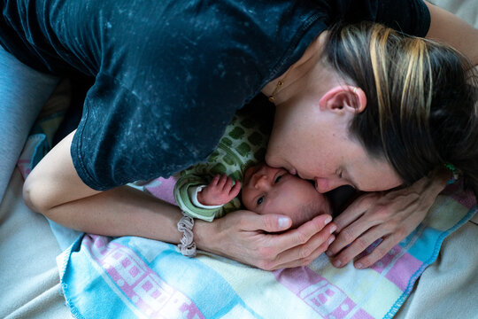 Mother with her newborn daughter 