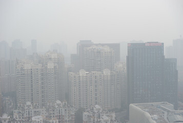 Wuhan City Skyline Shrouded in Haze and Smog © NguyenMinh