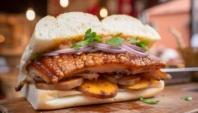 Peruvian Chicharr&oacute;n Sandwich with Sweet Potato