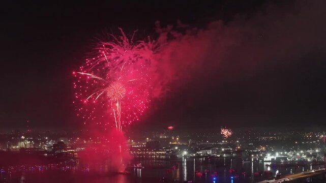 aerial view of fireworks over the Intracoastal